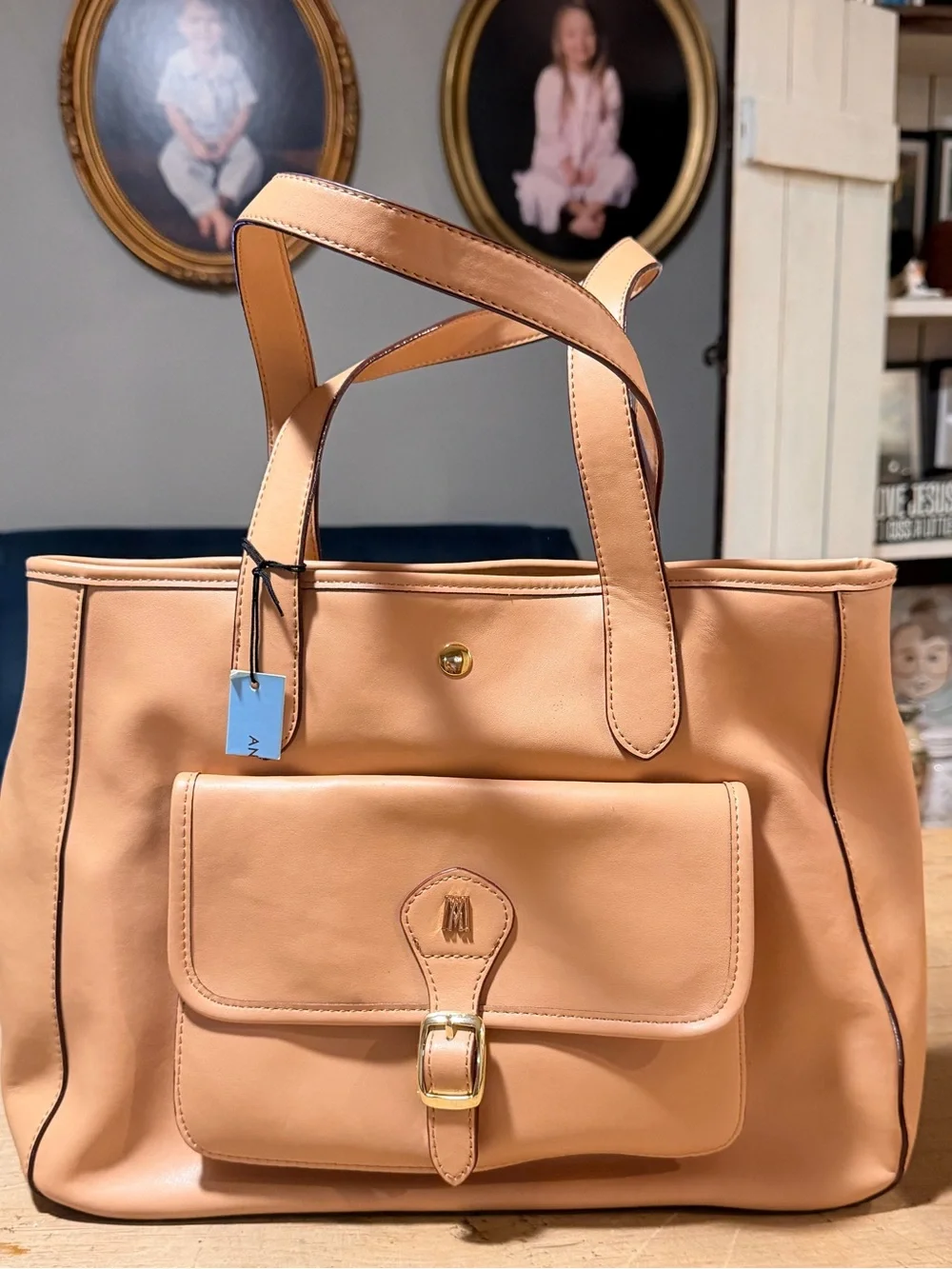 Leather Tote Bag in Tan - Classic Women’s Carryall - Picture 1 of 4
